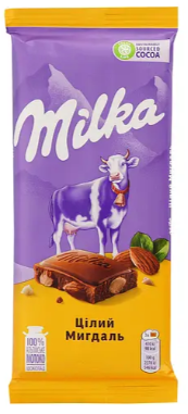 Шоколад молочний Milka Цілий мигдаль 90 г